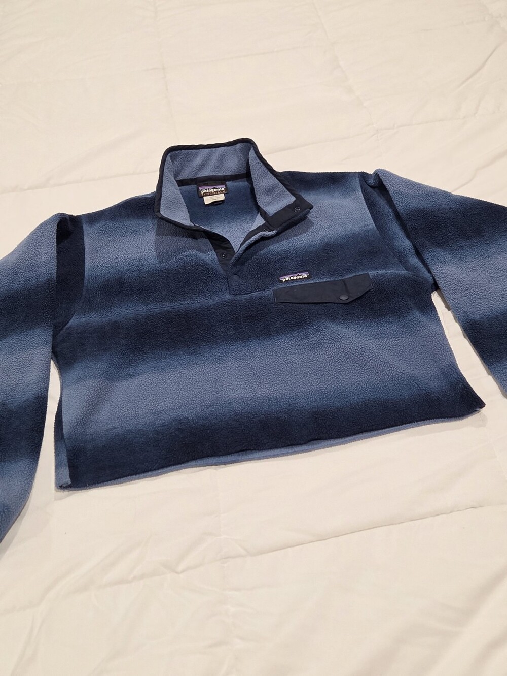 Patagonia Cropped Synchilla Snap-T Gradient Blue Fleece Men's S